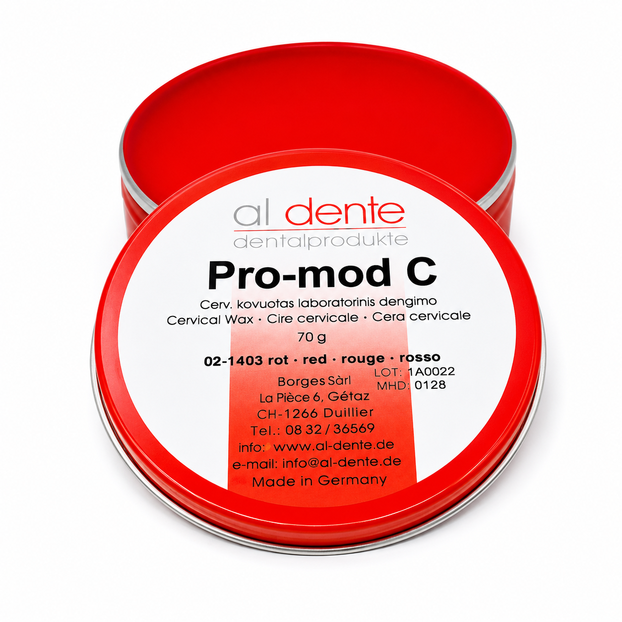 Raudonas priekaklelinis vaškas PRO-MOD Cervical, 70 g, Al Dente Raudonas priekaklelinis vaškas PRO-MOD Cervical, 70 g, Al Dente